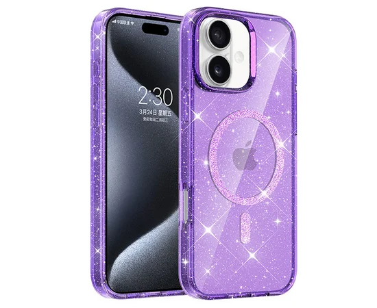 Чехол TPU Eclipse Sparkle (MagFit) для Apple iPhone 16 (6.1") Purple