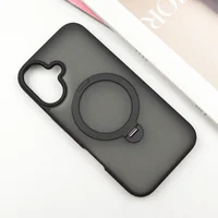 TPU+PC чохол Metal Buttons with MagSafe Colorful HQ Ring для Apple iPhone 16 (6.1") Black