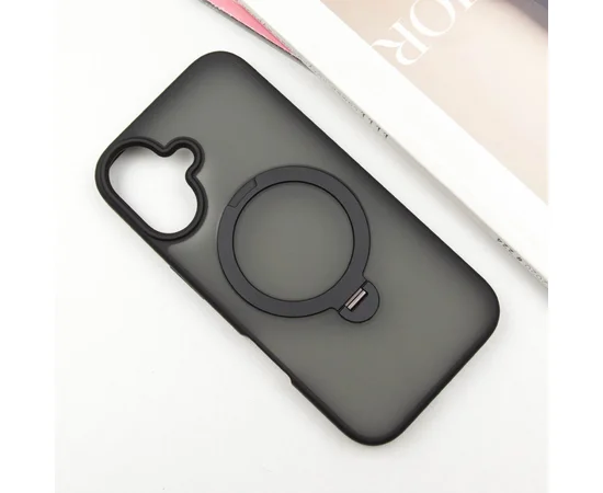 TPU+PC чехол Metal Buttons with MagSafe Colorful HQ Ring для Apple iPhone 16 (6.1") Black