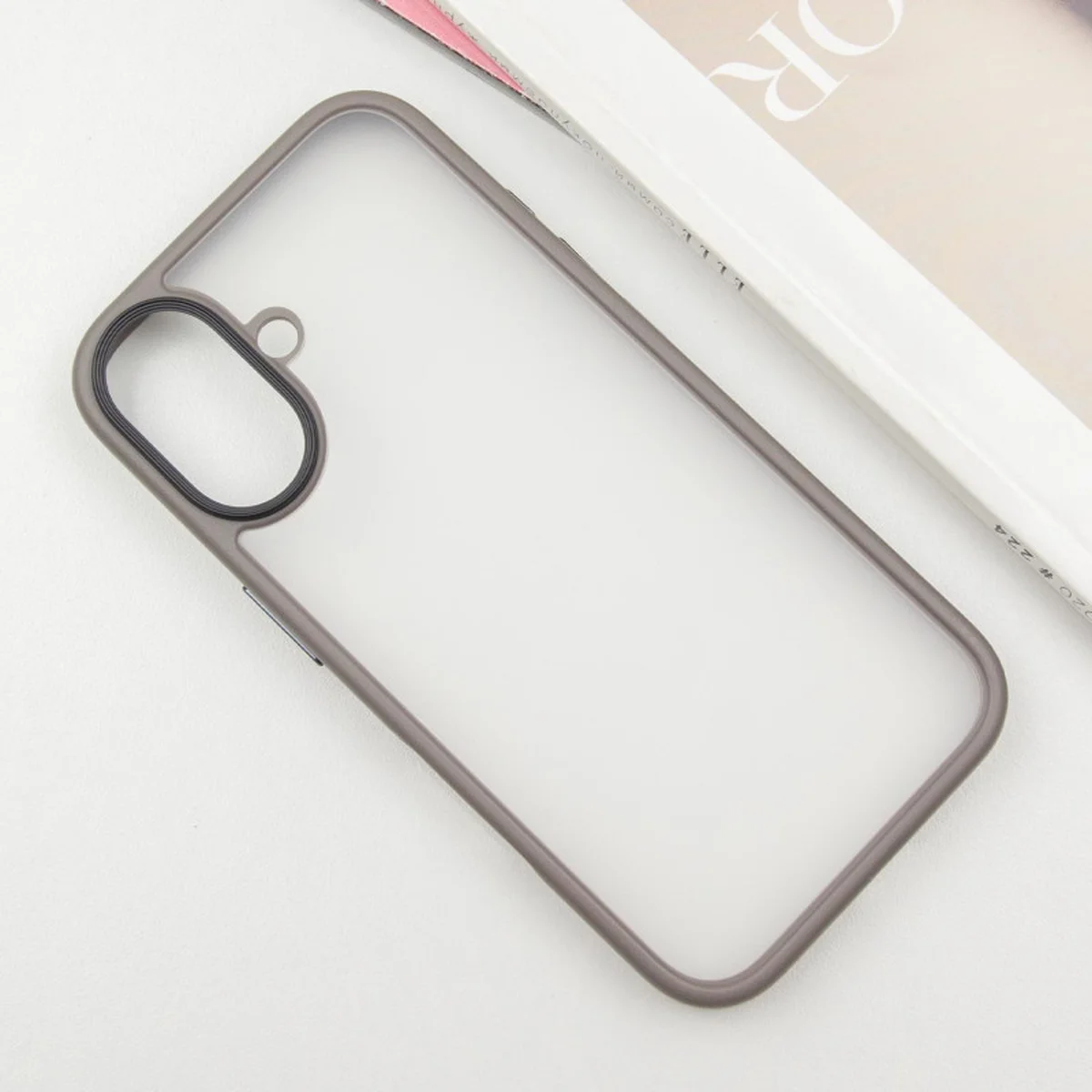 TPU+PC чехол Metal Buttons для Apple iPhone 16 (6.1") Серый