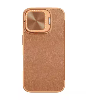 Кожаный чехол-книжка Nillkin Qin Prop для Apple iPhone 16 (6.1") Brown