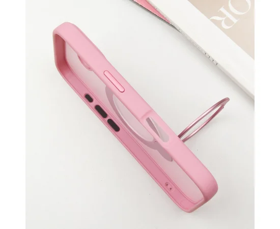 TPU+PC чохол Metal Buttons with MagSafe Colorful HQ Ring для Apple iPhone 16 (6.1") Pink