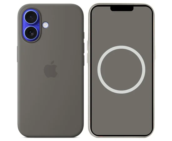 Чехол Silicone case (AAA) with Magsafe and Animation (button) для Apple iPhone 16 (6.1") Stone Grey