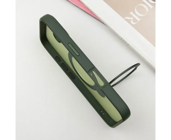 TPU+PC чохол Metal Buttons with MagSafe Colorful HQ Ring для Apple iPhone 16 (6.1") Green