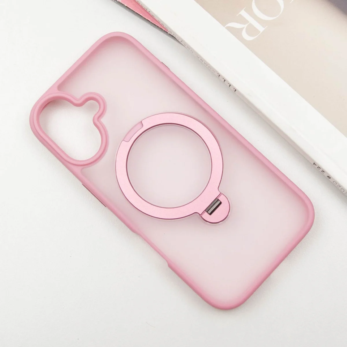 TPU+PC чохол Metal Buttons with MagSafe Colorful HQ Ring для Apple iPhone 16 (6.1") Pink