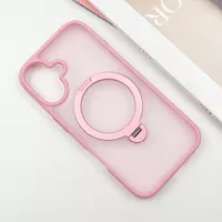 TPU+PC чохол Metal Buttons with MagSafe Colorful HQ Ring для Apple iPhone 16 (6.1") Pink