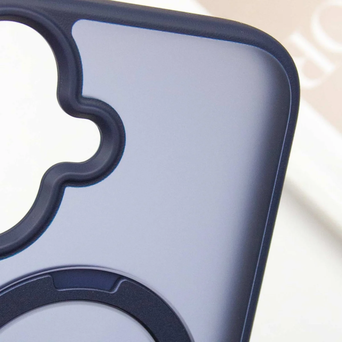 TPU+PC чохол Metal Buttons with MagSafe Colorful HQ Ring для Apple iPhone 16 (6.1") Dark Blue