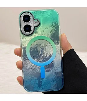 Чохол TPU Shiny Mountain (MagFit) для Apple iPhone 16 (6.1") Green / Blue
