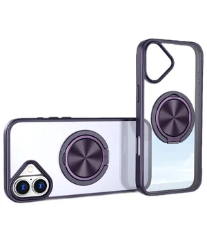 TPU+PC чехол Metal Ring with MagSafe для Apple iPhone 16 (6.1") Темно-фиолетовый