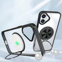 TPU+PC чохол Metal Ring with MagSafe для Apple iPhone 16 (6.1") Чорний