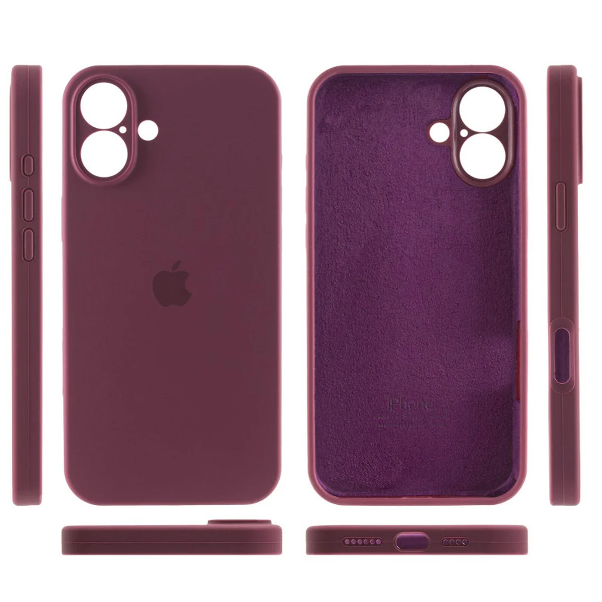Чехол Silicone Case Full Camera Protective (AA) для Apple iPhone 16 (6.1") Бордовый / Plum