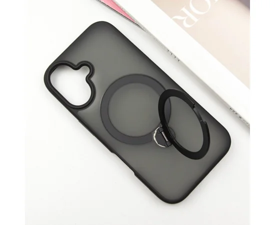 TPU+PC чехол Metal Buttons with MagSafe Colorful HQ Ring для Apple iPhone 16 (6.1") Black
