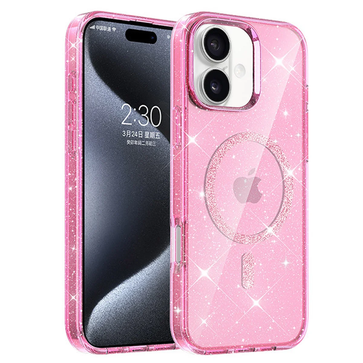 Чехол TPU Eclipse Sparkle (MagFit) для Apple iPhone 16 (6.1") Pink