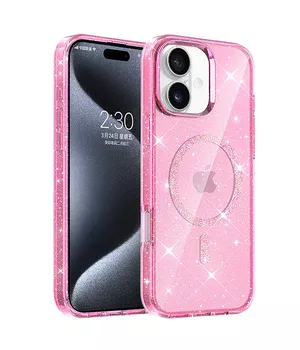 Чехол TPU Eclipse Sparkle (MagFit) для Apple iPhone 16 (6.1") Pink