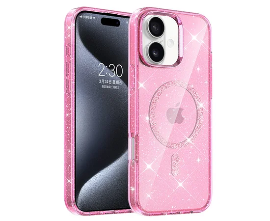 Чехол TPU Eclipse Sparkle (MagFit) для Apple iPhone 16 (6.1") Pink