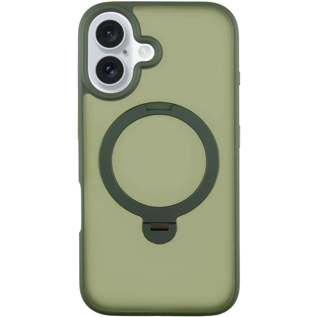 TPU+PC чехол Metal Buttons with MagSafe Colorful HQ Ring для Apple iPhone 16 (6.1") Green