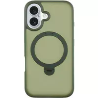 TPU+PC чехол Metal Buttons with MagSafe Colorful HQ Ring для Apple iPhone 16 (6.1") Green