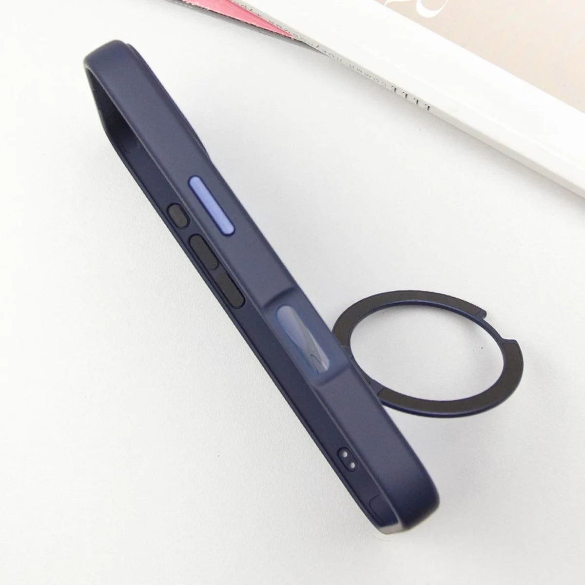 TPU+PC чохол Metal Buttons with MagSafe Colorful HQ Ring для Apple iPhone 16 (6.1") Dark Blue