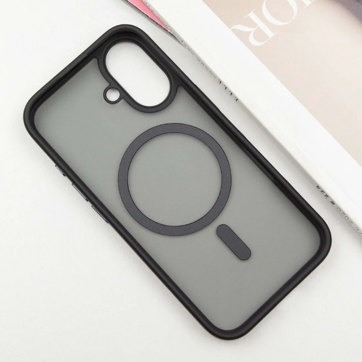 TPU+PC чехол Metal Buttons with MagSafe для Apple iPhone 16 (6.1") Черный