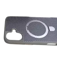 TPU+PC чехол Metal Buttons with MagSafe Carbon Ring для Apple iPhone 16 (6.1") Серый