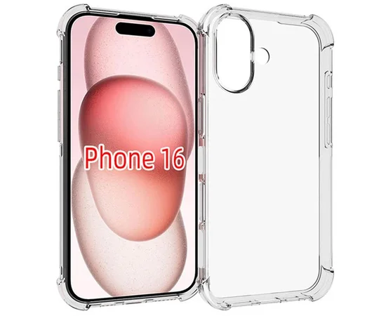 TPU чохол GETMAN Ease logo посилені кути для Apple iPhone 16 (6.1") Безбарвний (прозорий)