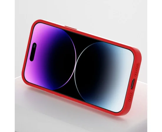 Чехол Silicone Case Full Protective NO LOGO with Ring для Apple iPhone 16 (6.1") Red