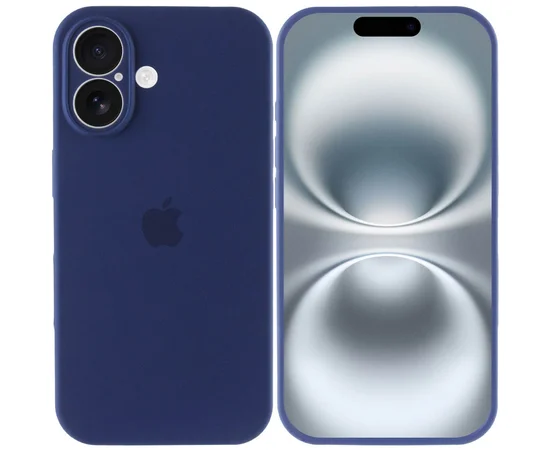 Чехол Silicone Case Full Camera Protective (AA) для Apple iPhone 16 (6.1") Синий / Deep navy