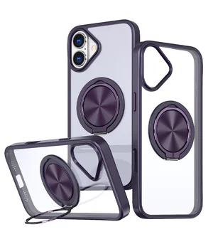 TPU+PC чехол Metal Ring with MagSafe для Apple iPhone 16 (6.1") Темно-фиолетовый