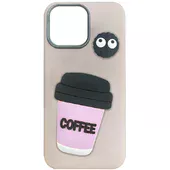 Чехол TPU Leather Toys для Apple iPhone 16 (6.1") Coffee / Pink