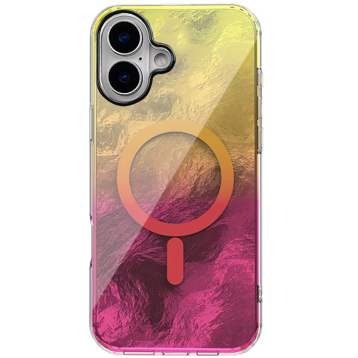 Чехол TPU Shiny Mountain (MagFit) для Apple iPhone 16 (6.1") Yellow / Pink