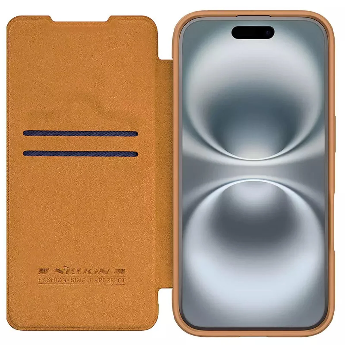 Кожаный чехол-книжка Nillkin Qin Prop для Apple iPhone 16 (6.1") Brown