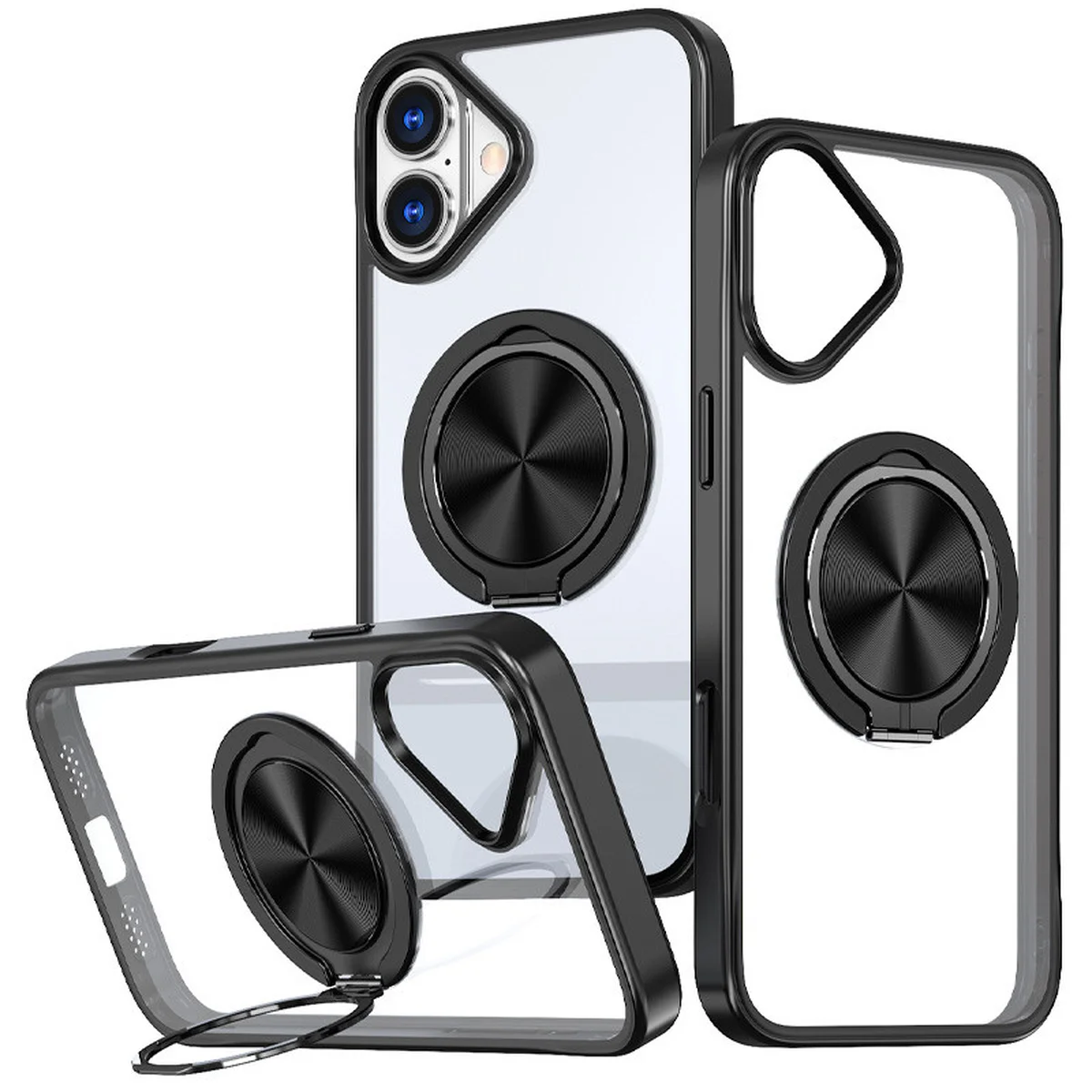 TPU+PC чохол Metal Ring with MagSafe для Apple iPhone 16 (6.1") Чорний