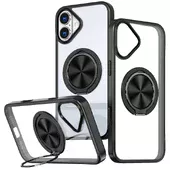 TPU+PC чехол Metal Ring with MagSafe для Apple iPhone 16 (6.1") Черный