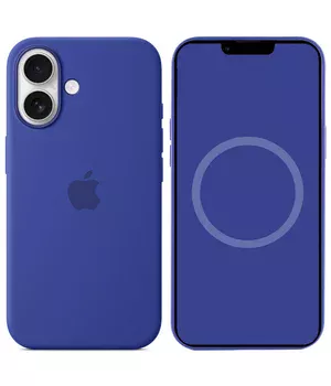 Чехол Silicone case (AAA) with Magsafe and Animation (button) для Apple iPhone 16 (6.1") Ultramarine