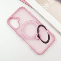 TPU+PC чохол Metal Buttons with MagSafe Colorful HQ Ring для Apple iPhone 16 (6.1") Pink