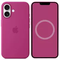 Чохол Silicone case (AAA) with Magsafe and Animation (button) для Apple iPhone 16 (6.1") Fuchsia