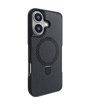 TPU+PC чохол Metal Buttons with MagSafe Carbon Ring для Apple iPhone 16 (6.1") Чорний