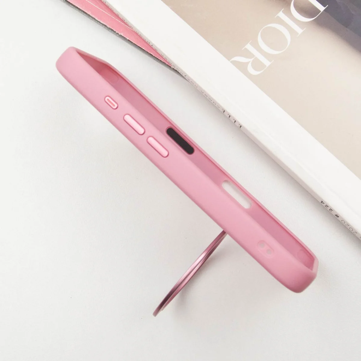 TPU+PC чохол Metal Buttons with MagSafe Colorful HQ Ring для Apple iPhone 16 (6.1") Pink