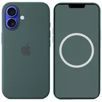 Чехол Silicone case (AAA) with Magsafe and Animation (button) для Apple iPhone 16 (6.1") Lake Green