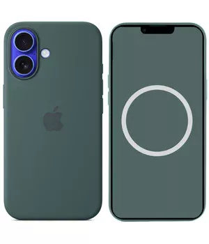 Чехол Silicone case (AAA) with Magsafe and Animation (button) для Apple iPhone 16 (6.1") Lake Green