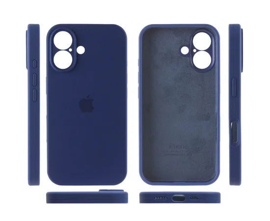 Чехол Silicone Case Full Camera Protective (AA) для Apple iPhone 16 (6.1") Синий / Deep navy