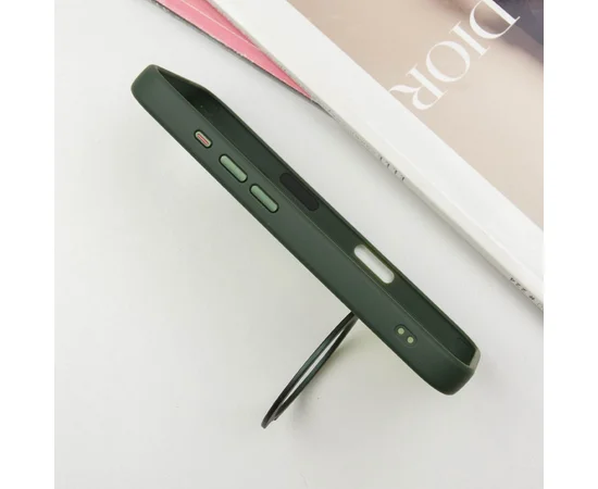 TPU+PC чохол Metal Buttons with MagSafe Colorful HQ Ring для Apple iPhone 16 (6.1") Green