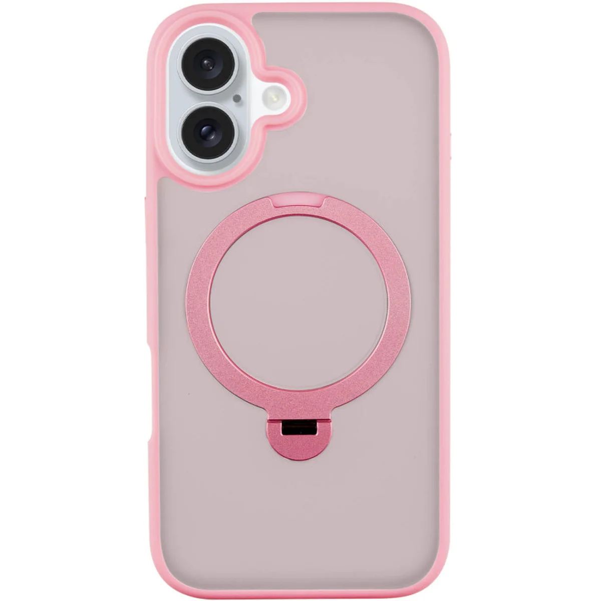 TPU+PC чохол Metal Buttons with MagSafe Colorful HQ Ring для Apple iPhone 16 (6.1") Pink