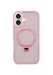 TPU+PC чохол Metal Buttons with MagSafe Colorful HQ Ring для Apple iPhone 16 (6.1") Pink