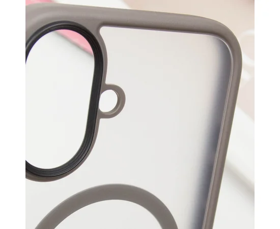 TPU+PC чохол Metal Buttons with MagSafe для Apple iPhone 16 (6.1") Сірий