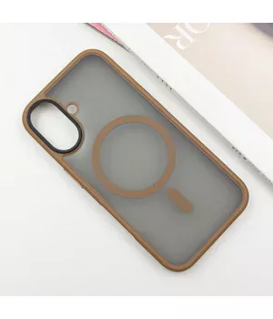 TPU+PC чехол Metal Buttons with MagSafe для Apple iPhone 16 (6.1") Золотой