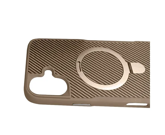 TPU+PC чохол Metal Buttons with MagSafe Carbon Ring для Apple iPhone 16 (6.1") Золотий