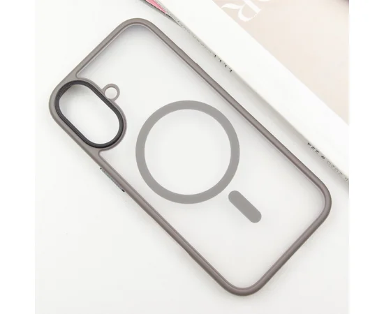 TPU+PC чохол Metal Buttons with MagSafe для Apple iPhone 16 (6.1") Сірий