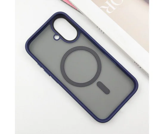TPU+PC чохол Metal Buttons with MagSafe для Apple iPhone 16 (6.1") Синій