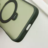 TPU+PC чохол Metal Buttons with MagSafe Colorful HQ Ring для Apple iPhone 16 (6.1") Green